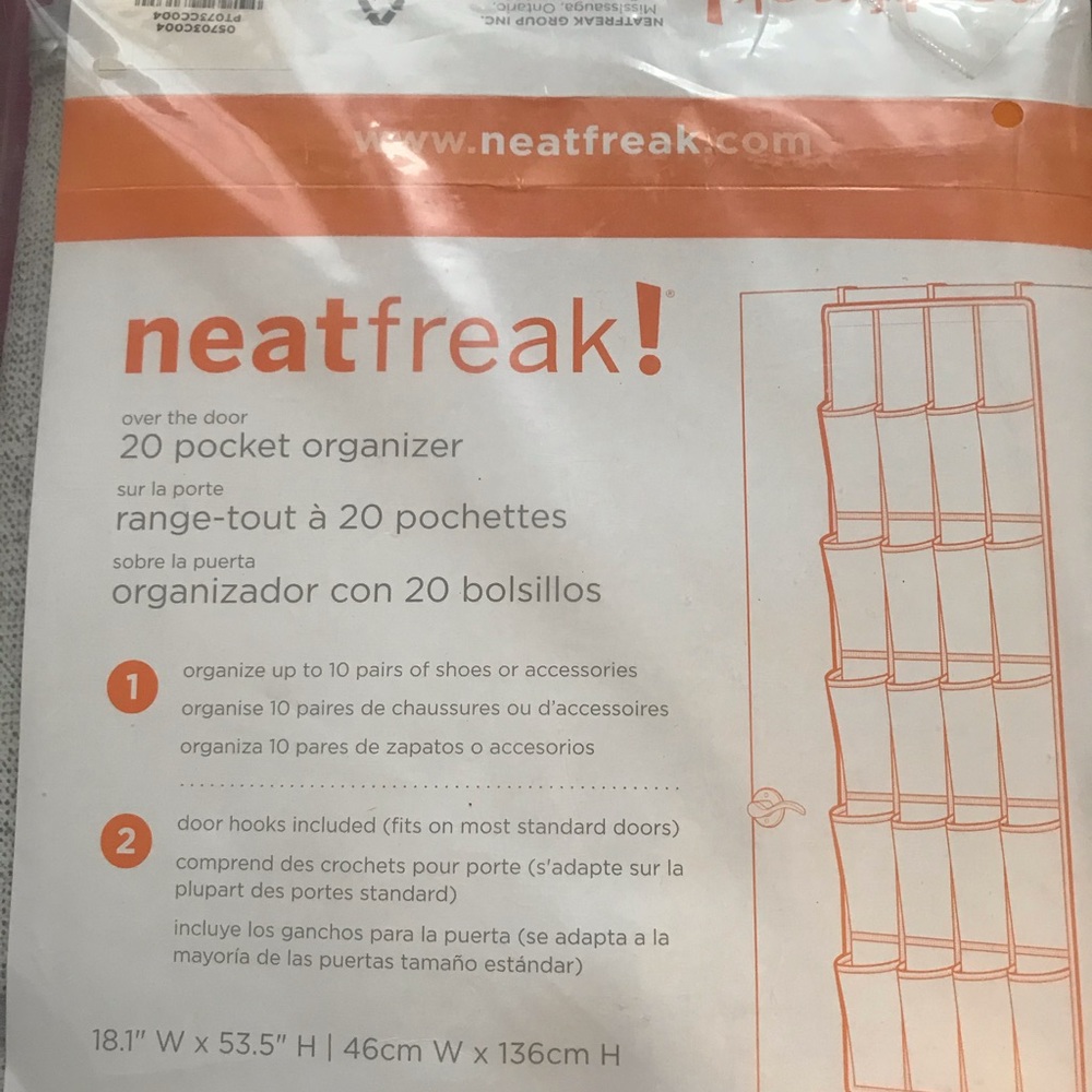 Neat Freak Gray 20 Pocket Shoe Organizer